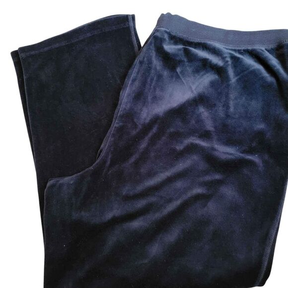 Women's Size 1X Liz & Me Black Comfy Drawstring Velour Pants 28.5" Inseam - Picture 1 of 4